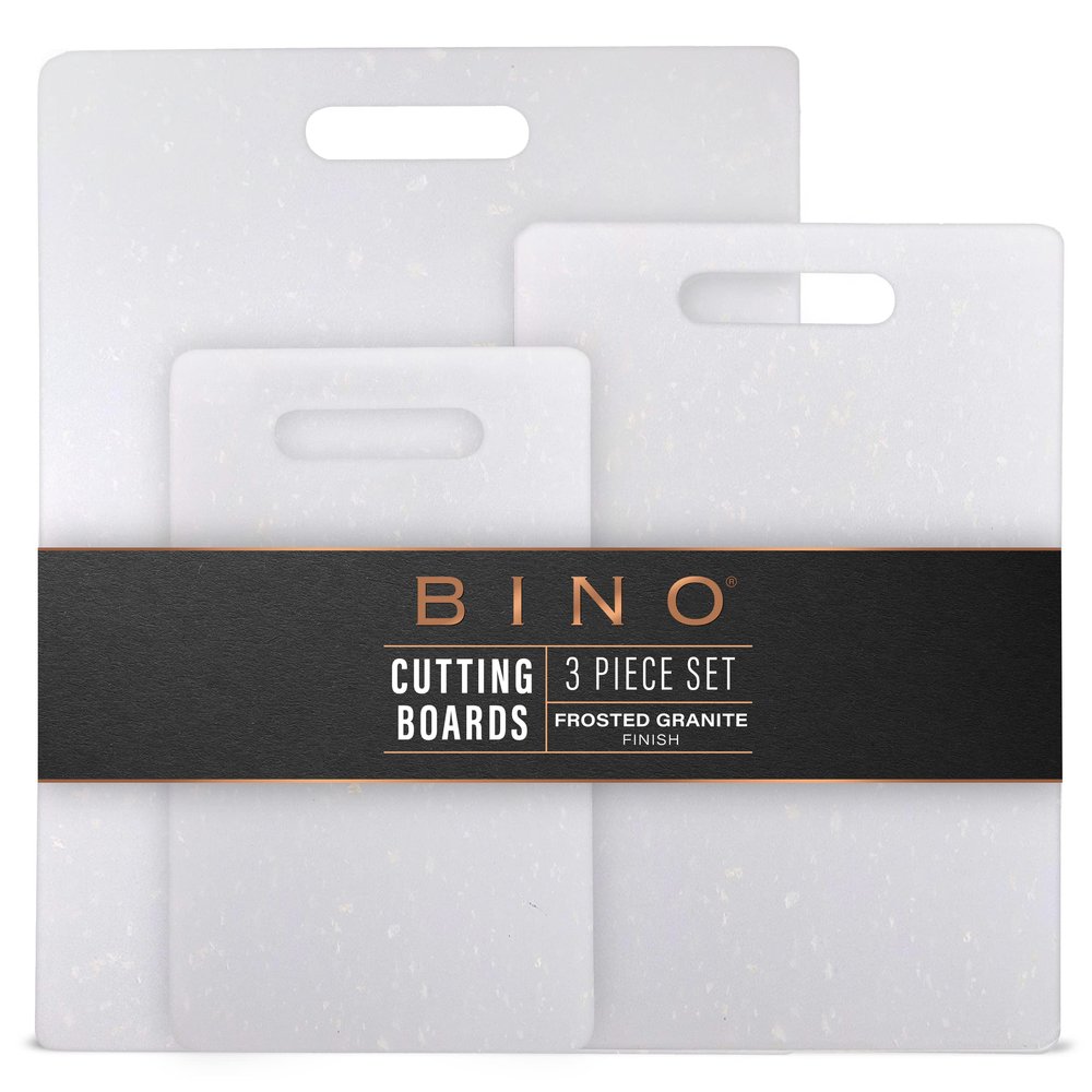 BINO Cutting Board - 3-Piece Chopping Boards | BPA-Free Plastic, Durable, Multipurpose, Dual-Sided, Dishwasher Safe, Easy to Clean | Charcuterie Accessories | Home & Kitchen Utensils Frosted Granite