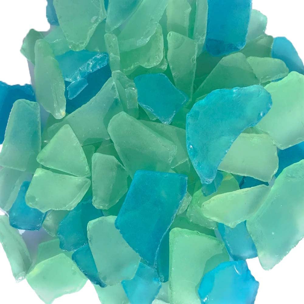 Nautical Crush Trading Bulk Sea Glass 28oz Tumbled Sea Glass in Caribbean Blue & Green Seaglass for Crafts, Decor & Jewelry Real Seaglass Pieces for DIY & Art Projects