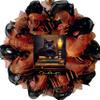 Happy Halloween Gothic Cat Deco Mesh Handmade Wreath Available in 24 inch or 28 inch diameters view 1