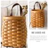2pcs Wall Hanging Basket Hanging Wall Vegetable Basket Flower Vases Decorative Wicker Baskets Hand- Woven Storage Basket Handmade Rattan Basket Wall Baskets Apron Wooden Household view 3