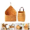 2pcs Wall Hanging Basket Hanging Wall Vegetable Basket Flower Vases Decorative Wicker Baskets Hand- Woven Storage Basket Handmade Rattan Basket Wall Baskets Apron Wooden Household view 4