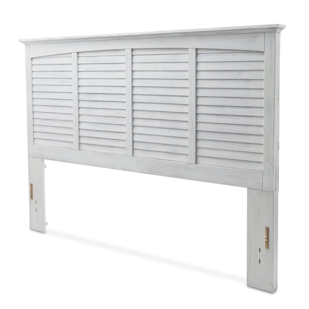 Sea Winds Trading Surfside Queen Headboard Distressed White Finish Mindi Wood Casual Wood 66.5 Inch Width 57 Inch Height