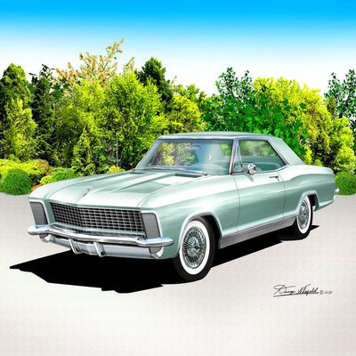 1963-1965 Buick Riviera | Fine Art Prints By Danny Whitfield | Comes in 10 different colors (20in x 24in, WILLOW MIST GREEN)