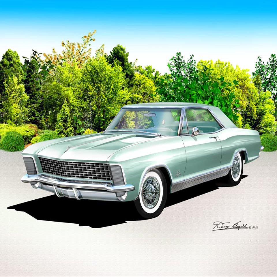 1963-1965 Buick Riviera | Fine Art Prints By Danny Whitfield | Comes in 10 different colors (20in x 24in, WILLOW MIST GREEN)