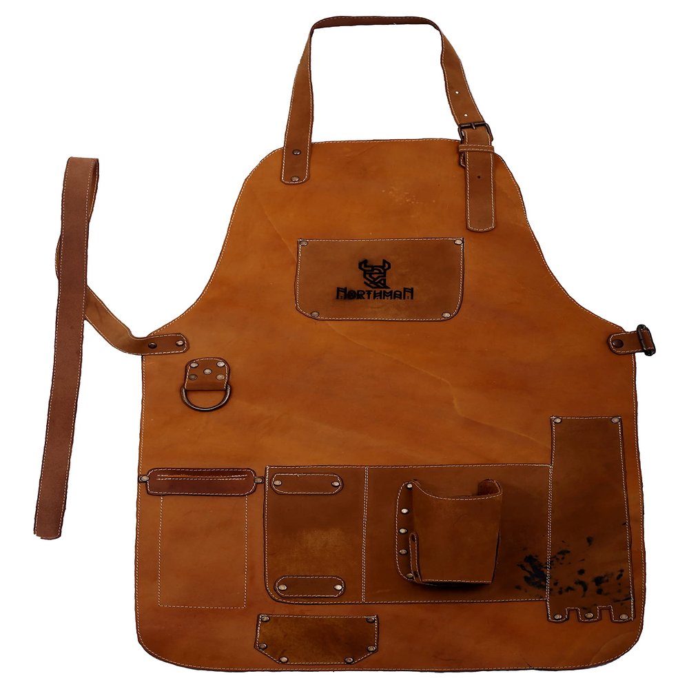 100% leather apron hand made (camel nortman)