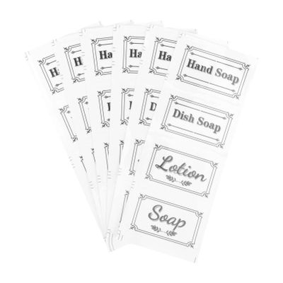 Garneck 6 Sheet Waterproof Soap labels Transparent Self-Adhesive Bottle Removable Labels for Hand Soap Dispensers Bathroom and Kitchen Bottles Organizing