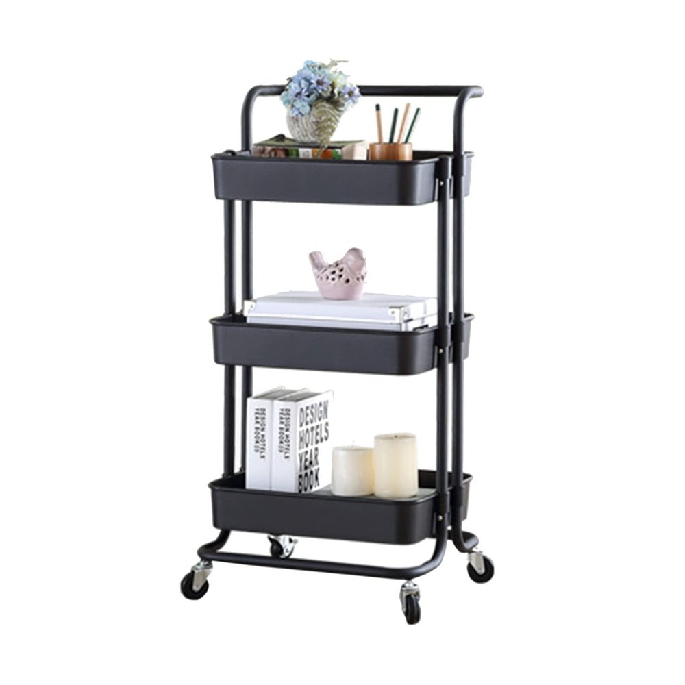 YMJR Metal Storage Trolley, Space-Saving Kitchen Rolling Cart, Organizer Shelf Living Room Rack