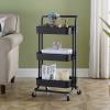YMJR Metal Storage Trolley, Space-Saving Kitchen Rolling Cart, Organizer Shelf Living Room Rack view 2