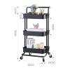 YMJR Metal Storage Trolley, Space-Saving Kitchen Rolling Cart, Organizer Shelf Living Room Rack view 3