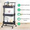 YMJR Metal Storage Trolley, Space-Saving Kitchen Rolling Cart, Organizer Shelf Living Room Rack view 4