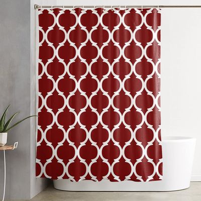 ZFUNCING Shower Curtain for Bathroom Moroccan Burgundy Red Geometric Abstract Art Waterproof Bath Curtains Grommet Shower Curtains with Hooks for Bathtubs Toilet Decor 60x72In Retro Lattice Seamless