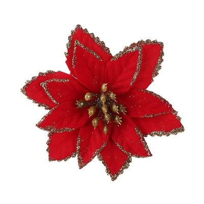 24PCS Artificial Silk Flower Head Christmas Tree Ornament DIY Christmas Decoration New Year Decor Glitter Fake Flowers Home (Color : B, Size : 9.5cm)