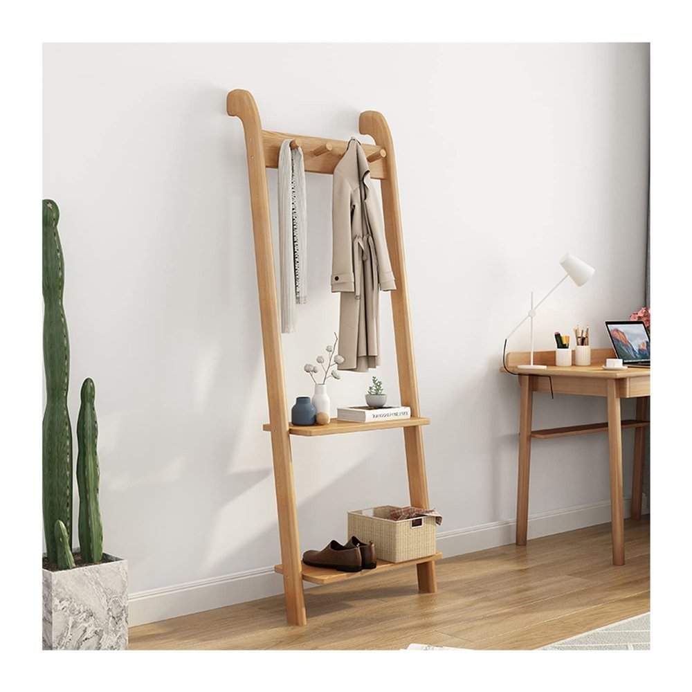 LXBAMKEA Coat Rack Stand Clothes Rack Stand, Floor Standing Double Bottom Storage Rack, Portable Hall Entryway Bedroom Furniture, Keep Garment Shoe Book Handbag Organised