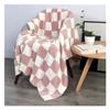 Bannr Blanket Queen Size Retro Checkerboard Knitted Blanket Soft Warm Sofa Bed Cover Blankets 150x200cm Travel Pillows (Color : Pink, Size : 150x200cm) view 1