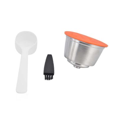 LANGshaw Stainless Steel Capsule Cup Reusable Harmless Coffee Capsule Filter With Brush Spoon Compatible For Dolce for Gusto Coffee Machine Accessories leisurely (Color : Type 1)