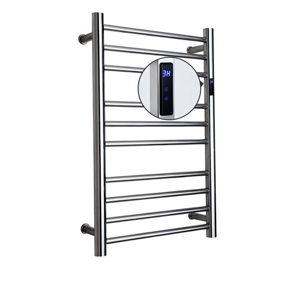 MSUDGH Electric Hot Towel Rail with Towel Warmer Timer, LCD Indicator with Built in Wall Mounted Electric Towel Warmer, Electric Heating Towel Rack