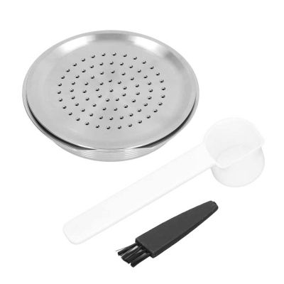LANGshaw Refillable Coffee Pod Reusable Coffee Powder Capsule Stainless Steel With Brush Spoon Compatible For Senseo HD7801 HD6592 leisurely