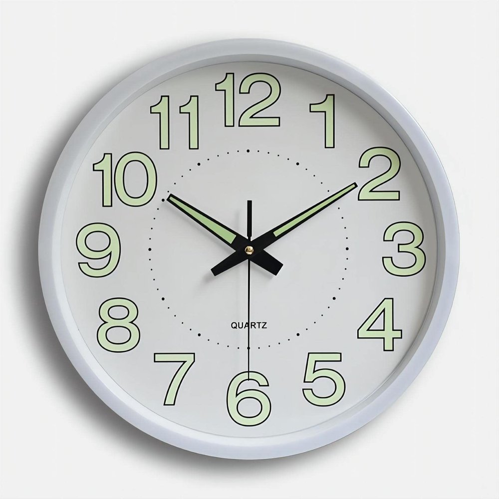 12IN Decorative Clocks,Wall Clock, Convenient,Wall Decoration,Decorative Clock for Home Kitchen Cafe Hotel Office (White)