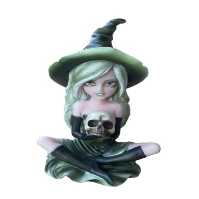 7" Witch Holding Skull Gorgeous Statue