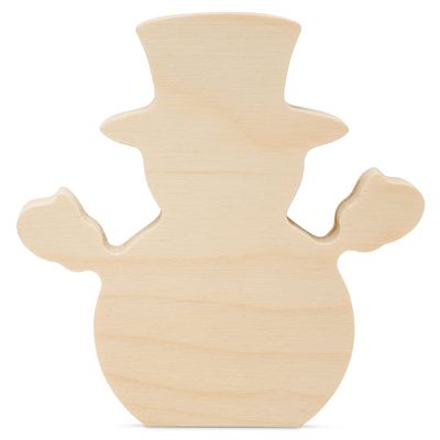 Chunky Snowman Shelf Sitter 4-inch, Pack of 5 Blank Wooden Snowman Decor, Christmas Tiered Tray Decor for Winter Crafts, by Woodpeckers