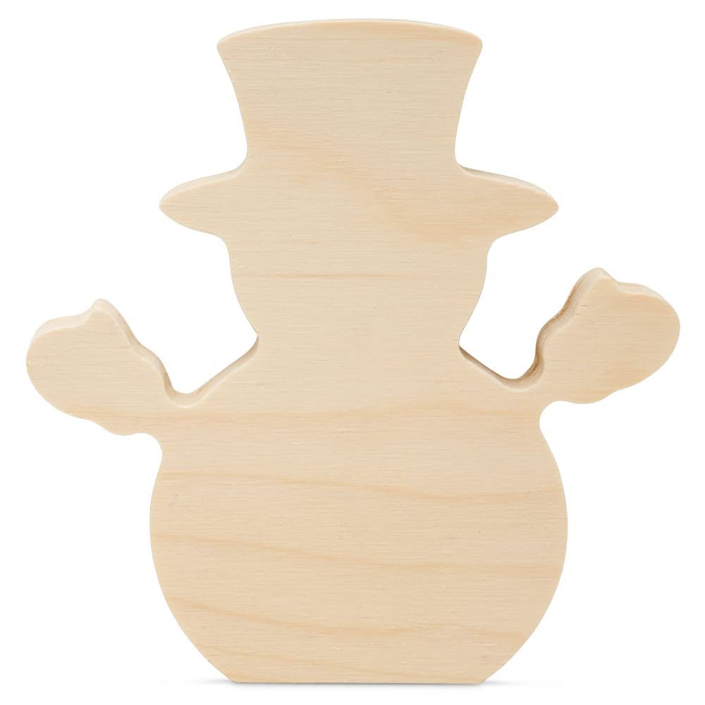 Chunky Snowman Shelf Sitter 4-inch, Pack of 5 Blank Wooden Snowman Decor, Christmas Tiered Tray Decor for Winter Crafts, by Woodpeckers