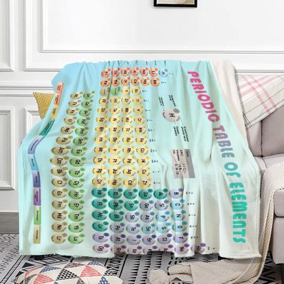 Periodic Table of Elements Throw Blankets for Chairs Bed Couch Dorm Fleece Soft Fluffy Luxury Flannel Blanket Oversize 120x90 Inches for Women Boys Girls, Gifts for a Science Themed Outdoor Camp