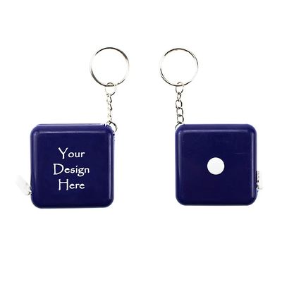 Muka 100 Pcs Custom Dual-Scale Tape Measure Keychain, 60 in/150cm Personalized Tape Measure-Blue-Full Color Print