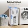 AKaSping Laundry Basket with Wheels 2 Tier Plastic Rolling Laundry Basket Organizer 3 Section White Mesh Clothes Storage Basket for Bathroom Living Room Bedroom Nursery Kitchen view 2