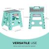 ACKO Folding Step Stool 13 Inch Stool Heavy Duty Plastic Foldable Step Stools for Kids, Stepping Stool with Handle, Suitable for Kitchen Hold Up to 300 LB (Teal 1PC) view 3