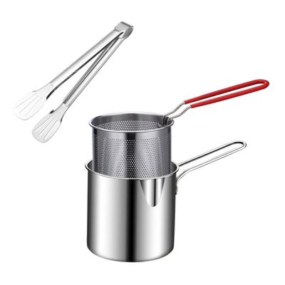 UPKOCH 1 Set Stainless Steel Fryer Deepen Milk Use Deep Fry Pot Kitchen Fry Pot Deep Frying Pot Household Fried Pot Fry with Basket Deep Fryer Tempura Frying Pot Frying