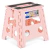 ACKO Folding Step Stool 13 inch Height Premium Heavy Duty Foldable Step Stools for Adults and Kids, Kitchen Plastic Small Collapsible Stepping Stool Hold Up to 300 LB Dot Pink (1 Pack) view 1