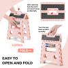 ACKO Folding Step Stool 13 inch Height Premium Heavy Duty Foldable Step Stools for Adults and Kids, Kitchen Plastic Small Collapsible Stepping Stool Hold Up to 300 LB Dot Pink (1 Pack) view 2