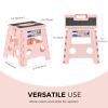 ACKO Folding Step Stool 13 inch Height Premium Heavy Duty Foldable Step Stools for Adults and Kids, Kitchen Plastic Small Collapsible Stepping Stool Hold Up to 300 LB Dot Pink (1 Pack) view 3