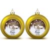 Customized Text Christmas Balls 2022, Personalized Printing Christmas Engagement Wedding Anniversary Keepsake Ornament Gift, Type7, 2.4" Golden 2PCS view 1