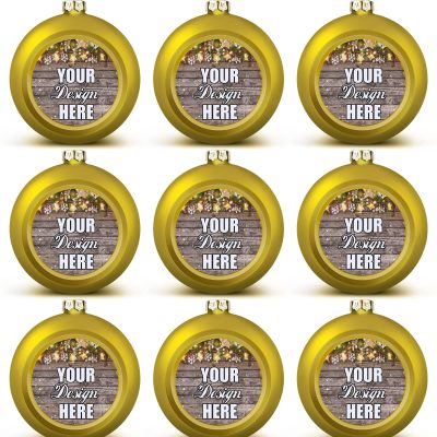 Christmas Balls Decorations Indoor Home Decor, Personalized Text Engagement Edding for Couples Newly Engagement Unique Ornaments, Type6, 1.6" Golden 9PCS