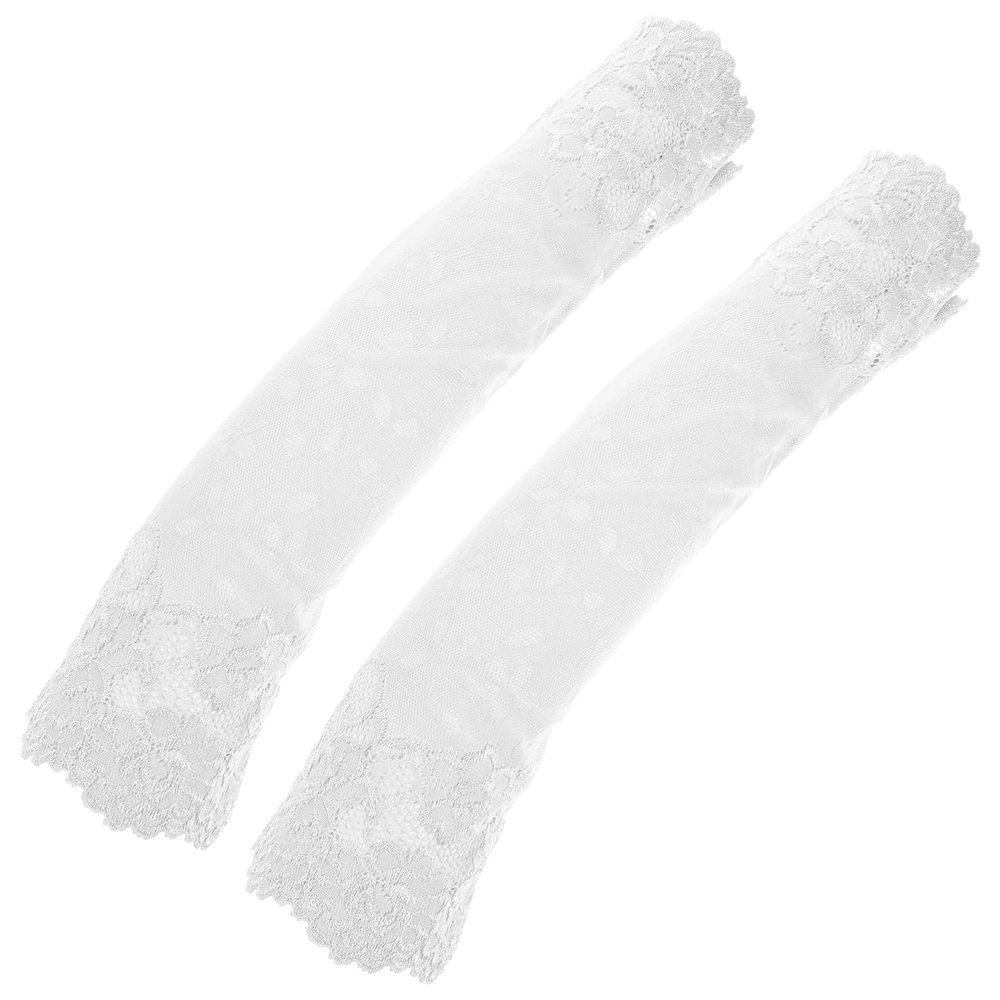KALLORY Lace Arm Sleeves Lace Cover Sleeves Arm Sleeve Cover up for Man White Floral Sleeve Fingerless