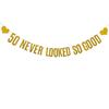 50 Never Looked So Good Banner, Pre-Strung, Gold Paper Glitter Party Decorations for 50th Birthday Party Supplies, Letters Gold,ABCpartyland view 1