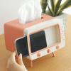 apott Retro TV Tissue Box Facial Dispenser Cover Holder with Phone Stand Innovative Table Centerpiece for Bedroom Home Office Pink view 3