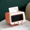apott Retro TV Tissue Box Facial Dispenser Cover Holder with Phone Stand Innovative Table Centerpiece for Bedroom Home Office Pink view 4
