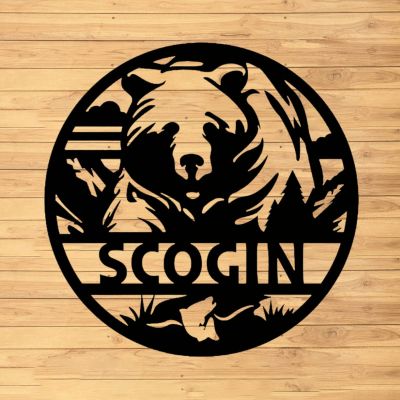 Custom Bear Metal Wall Sign - Personalized Bear Metal Wall Art - Bear Metal Wall Decor - Bear Wood Name Sign - Bear Shelf Decor - Housewarming Gift