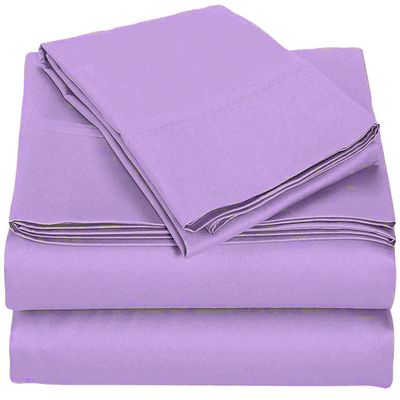 Silver Cotton 100% Egyptian Cotton 3-Piece Fitted Sheet Set 10 inch Deep Pocket 1000 Thread Count Soft & Silky Solid Pattern Size Twin XL, Lavender