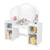 INFANS Kids Vanity, 2 in 1 Princess Makeup Desk Set with Tri-Folding Detachable Mirror, Large Storage Shelves, Wooden Dressing Table,Pretend Play Vanity Set for Girls view 1