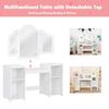 INFANS Kids Vanity, 2 in 1 Princess Makeup Desk Set with Tri-Folding Detachable Mirror, Large Storage Shelves, Wooden Dressing Table,Pretend Play Vanity Set for Girls view 2