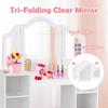 INFANS Kids Vanity, 2 in 1 Princess Makeup Desk Set with Tri-Folding Detachable Mirror, Large Storage Shelves, Wooden Dressing Table,Pretend Play Vanity Set for Girls view 3