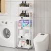 Laiensia 5-Tier Rolling Cart with Wheels,Multifunction Utility Storage Carts, Kitchen Storage Organizer,Mobile Shelving Unit for Bathroom,Laundry,with Classified Stickers,White view 3