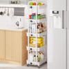 Laiensia 5-Tier Rolling Cart with Wheels,Multifunction Utility Storage Carts, Kitchen Storage Organizer,Mobile Shelving Unit for Bathroom,Laundry,with Classified Stickers,White view 4