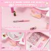 Costzon Kids Vanity Set with Mirror, 2 in 1 Princess Makeup Dressing Table w/Detachable Top, Toddler Vanity with 360 Rotating Mirror, Drawer & Stool, Vanity Set for Little Girls, Pink view 3