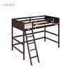 Merax Twin Modern Kids Wood Loft Bed with Gardrail and Ladders Loft Bunk Bed for Juniors, No Box Spring Needed, Espresso view 2