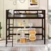 Merax Twin Modern Kids Wood Loft Bed with Gardrail and Ladders Loft Bunk Bed for Juniors, No Box Spring Needed, Espresso view 3