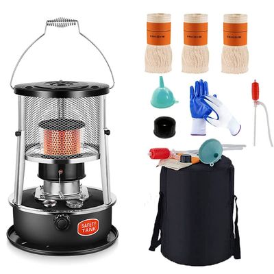 DUTIL Adjustable Height Kerosene Stove, Indoor Heater Non Electric with Glass Chimney,Black Portable Kerosene Stove Heaters, with Storage Bag and Accessories, Onecolor